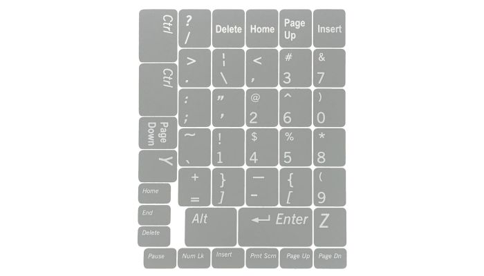N48 Autocolante pentru Tastatură - Fundal Gri Deschis - Set Mediu - 12,5mm x 10,5mm