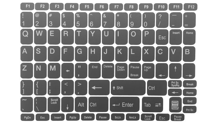 N50 Autocolante pentru tastatură - fundal gri închis - set mare - 12,5mm x 0,5mm